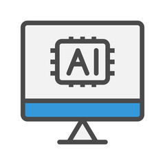 Poster - Monitor AI Color Icon. Editable Stroke Icons. Can be used for web, mobile apps, and software.