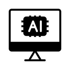 Poster - Monitor AI Solid Icon. Editable Stroke Icons. Can be used for web, mobile apps, and software.
