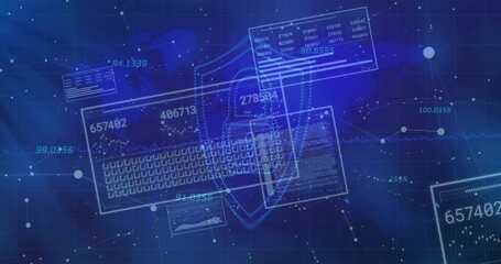 Poster - Upon startup panels sliding and updating values while keyboard forming padlock fading into shield