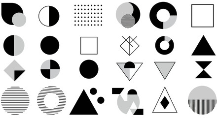 Poster - Abstract Geometric Shapes Pattern in Black and White Tones Design Element Collection