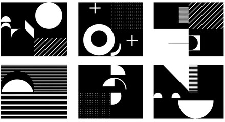 Poster - Bold geometric art: striking black and white abstract designs showcase modern artistic expression