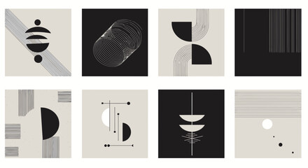 Poster - Elegant geometric wall art collection: A blend of contemporary shapes and clean lines