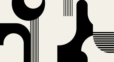 Poster - Minimalist geometric art composition featuring abstract shapes and contrasting colors