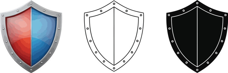 Fototapete - Shield icon set security protection safety defense guard vector illustration graphic design element