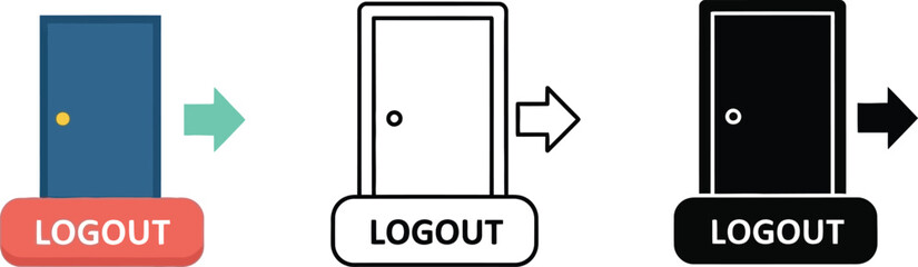 Poster - Logout icon vector illustration sign out symbol user interface design element exit door application