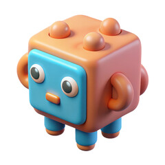 Poster - Cute cartoon cube character render illustration design asset for animation and game development use case