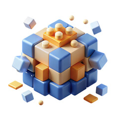 Poster - Isometric cube blocks design wallpaper background with colorful geometric shapes and abstract art