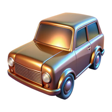 Vintage classic car illustration metallic gold color auto vehicle transportation design rendering art 3d