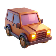 Poster - Cartoon vehicle illustration of a brown suv for kids transportation and driving game asset render
