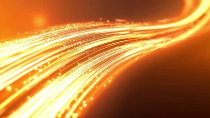 Poster - Bright Orange Light Trails with Sparkles on Dark Background