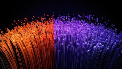 Poster - Vibrant Abstract Digital Design with Colorful Fiber Optic Lights