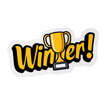 Winner! Trophy and Celebration Sticker Design