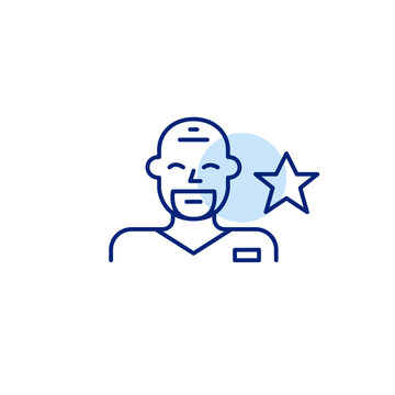 Male nurse and star. Award-winning doctor, top-rated healthcare provider. Pixel perfect, editable stroke vector icon