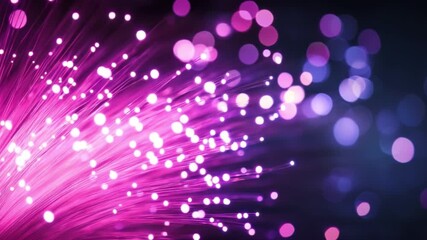 Poster - Vibrant Abstract Fiber Optic Light Burst in Purple and Blue Tones