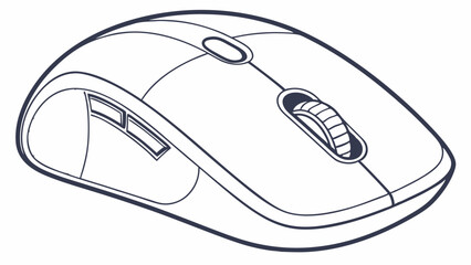 Poster - Outlined Computer Mouse with Scroll Wheel and Buttons.