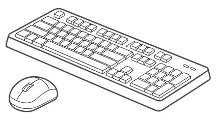 Poster - Outlined Keyboard and Mouse for Computer Input Devices.