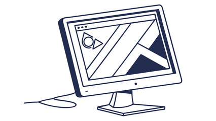 Poster - Stylized Illustration of a Computer Monitor with Geometric Design.