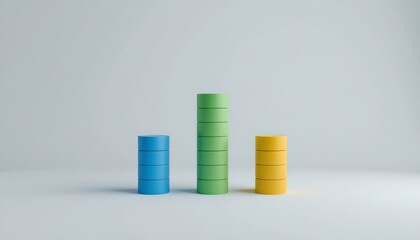 Poster - Colorful Stacked Cylinders Light Background