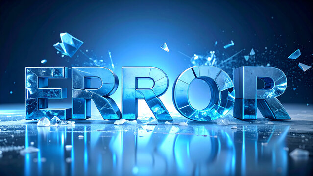 Shattered blue ice letters spelling out the word 