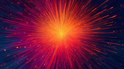 Aufkleber - Abstract background with explosion of red and orange lines radiating from center