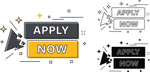 Fototapete - Apply now button vector graphic for web design and user interface elements with call to action concept