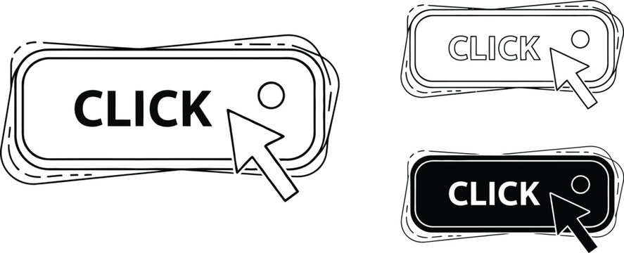 Click button vector design with cursor pointer for website call to action and ui element graphic design