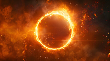 Fototapete - Fiery celestial ring background with vibrant flames and plasma energy effect
