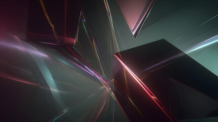 Poster - Abstract geometrical shapes with iridescent light effects create futuristic and elegant visual textures great for backgrounds banners or presentations innovative conceptual design