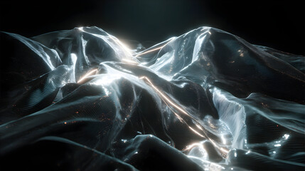 Poster - Abstract icy landscape with glowing streaks creates a mesmerizing futuristic atmosphere, this digitally rendered terrain evokes a sense of mystery and intrigue in its