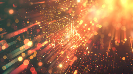 Fototapete - Radiant streaks of light and shimmering particles create a magical atmosphere