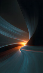 Poster - Abstract flow of light and shadow depicting motion in a modern digital design with glowing horizon and dynamic curves for backgrounds and artistic concepts that evokes speed and