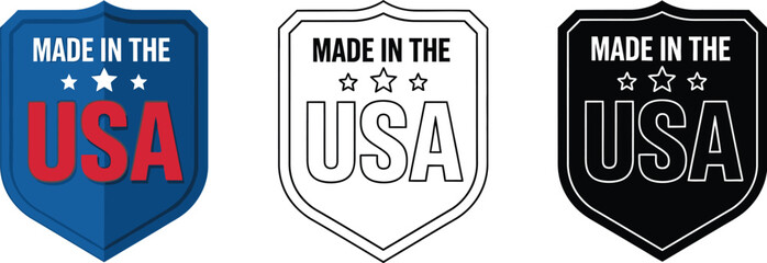 Leinwandbilder - Made in usa vector logo badge icon united states american flag patriotic symbol quality product design editable