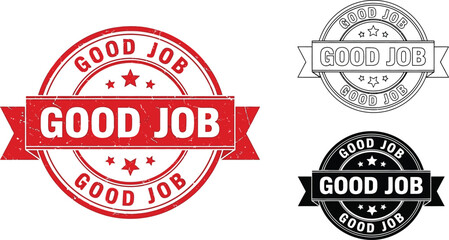 Aufkleber - Good job stamp vector graphic design element set for achievement recognition and performance evaluation editable