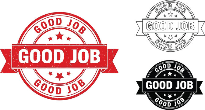 Good job stamp vector graphic design element set for achievement recognition and performance evaluation editable