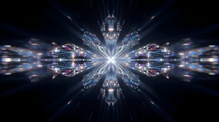 Aufkleber - Abstract kaleidoscopic pattern with bright light and geometric crystal shapes