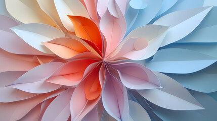 Aufkleber - Abstract pastel flower design made of paper layers displaying soft colors and elegance