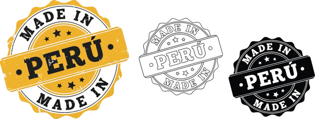 Leinwandbilder - Made in peru vector stamp illustration set for product origin and quality assurance design 100 editable