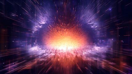 Fototapete - Abstract cosmic explosion of light and energy in a futuristic dimension