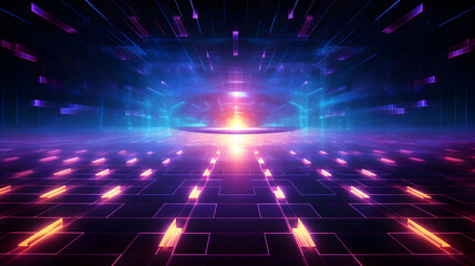Fototapete - Abstract technological background with glowing lines and futuristic design elements