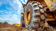 © Chandara - Close-up of heavy construction equipment under blue sky stock photo --ar 16:9 --raw --v 6 Job ID: 803570e2-955f-42f0-b68b-1963b0e84ce7