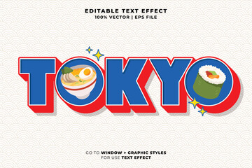 Leinwandbilder - Editable text effect Tokyo Japan 3d cartoon template text style premium vector