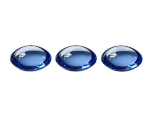 Poster - Three Glossy Translucent Blue Spheres on Transparent Background, PNG