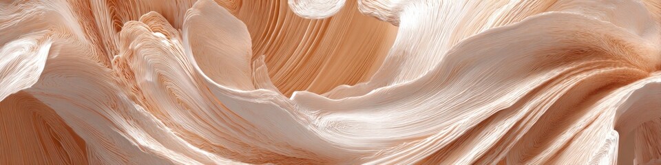 Fototapete - Abstract beige and white layered texture background with flowing lines and organic shapes design element