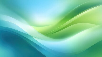 Poster - Soft, flowing waves in varying shades of green and blue create a calming and peaceful ambiance. This abstract art piece evokes feelings of tranquility and nature's beauty.