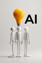 Aufkleber - Three futuristic humanoid figures with a concept of innovation and AI