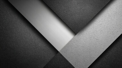 Poster - Geometric shapes in black, white, and gray create an abstract design. The textures add depth, while the intersecting lines suggest movement and modernity. Light reflects off the surfaces.