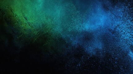 Fototapete - Vivid colors create an abstract background with swirling patterns of blue and green against a dark canvas. This artwork evokes a sense of depth and tranquility in its design.
