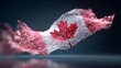 © Ben - Abstract waving Canadian flag rendered in digital network mesh glowing with bright points in cyberspace environment, Generative AI