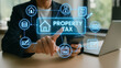 © AiDesign - Property tax digital interface with business professional touching holographic icon network showing real estate finance automation and modern tax management technology for online payment system