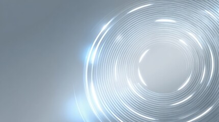 Poster - Concentric circles of luminous light radiate from a central point, creating an ethereal effect. The smooth gradient background enhances this visual appeal, showcasing modern design.